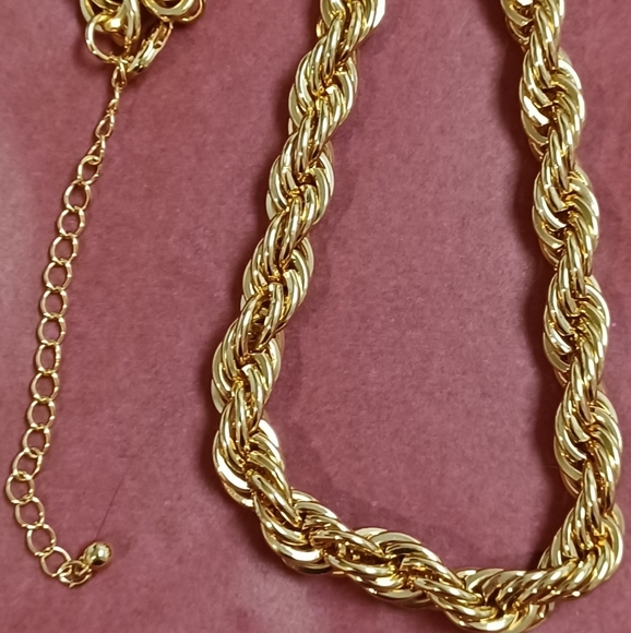 I AM GOLD PLATED THICK CHAIN ROPE NECKLACE LIGHTWEIGHT 18 INCHES WITH EXTENSION - Picture 6 of 9